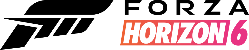 The Forza Horizon 6 logo features bold white text on a pink and orange gradient background.