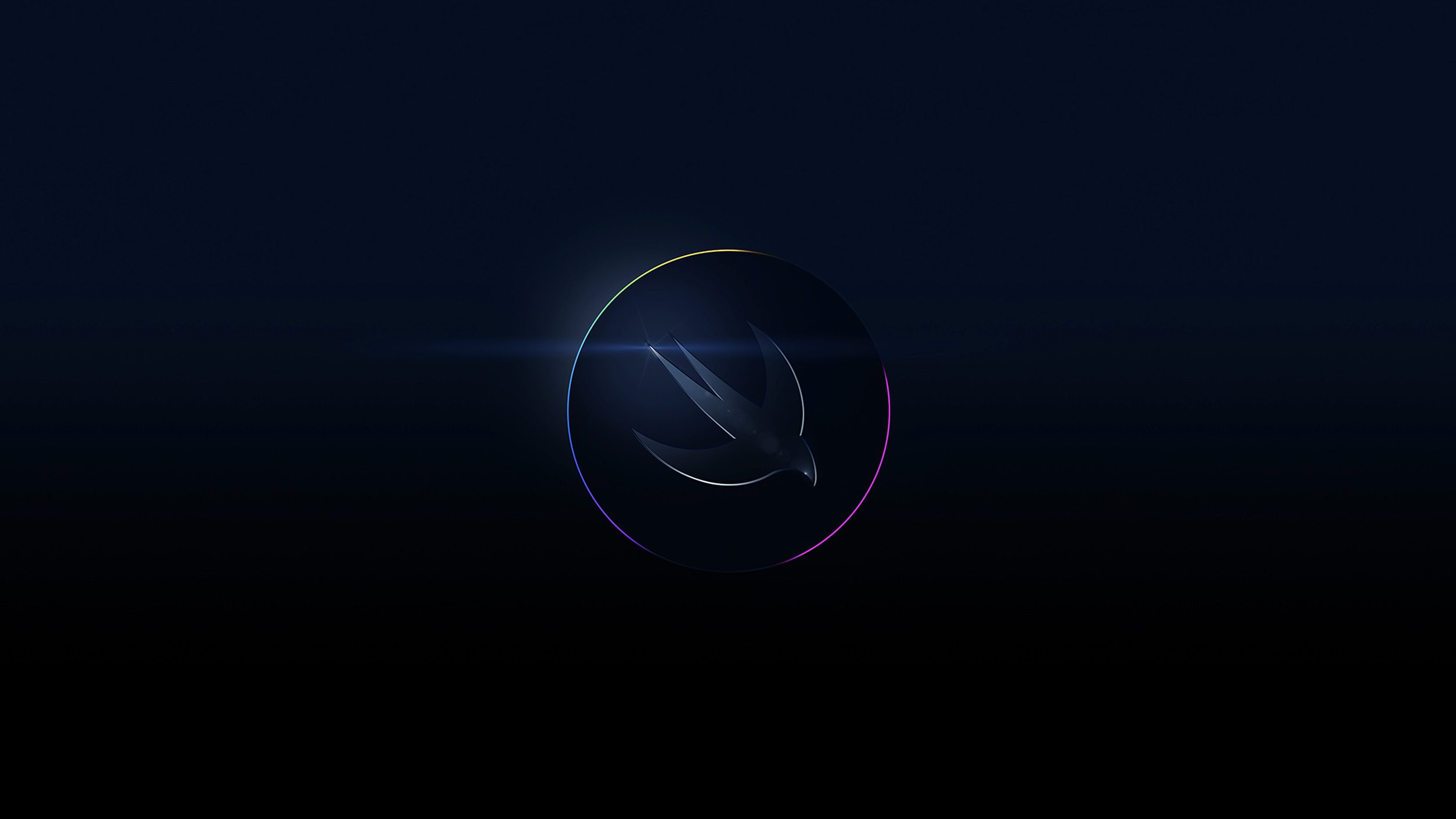 A glowing Apple WWDC 2022 logo fades in a circular motion on a dark blue background, symbolizing a tech reveal or event countdown.