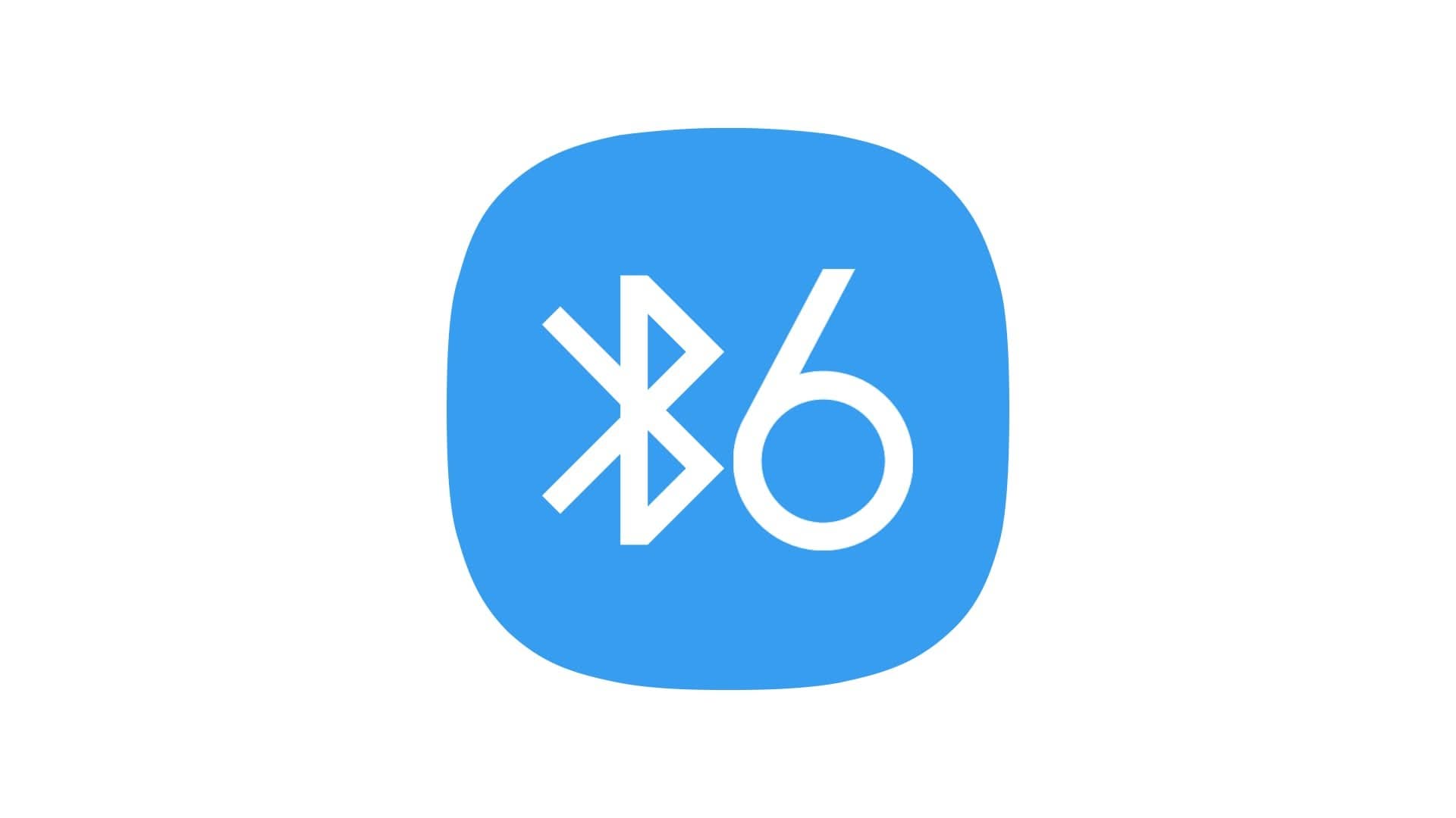 Bluetooth 6 logo in white on a blue rounded square background, designed to represent the next-gen wireless technology