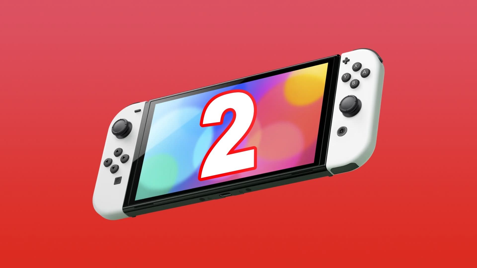 Concept image showing a handheld console resembling a Nintendo Switch with a large number 2 on the screen, representing a Switch 2 wishlist.